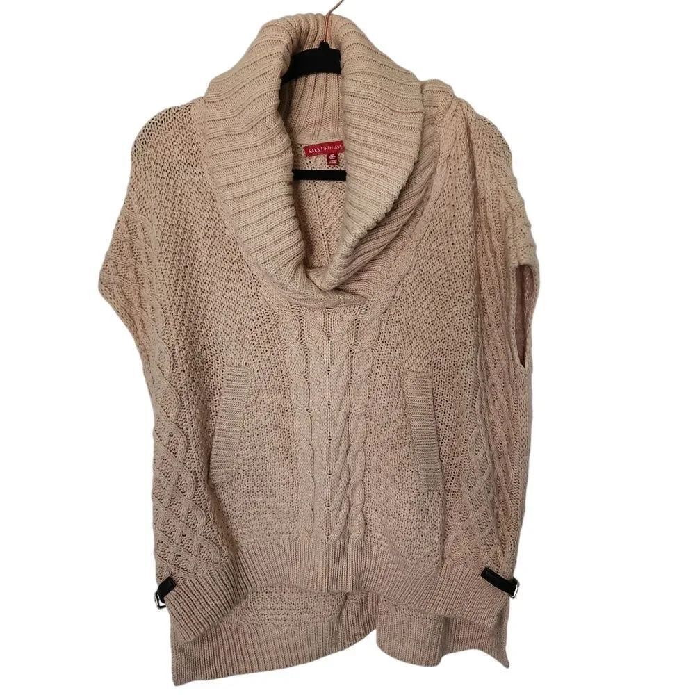 Saks Fifth Avenue Womens Chunky Oversized Cowl Neck Wool Blend Sweater  Small
